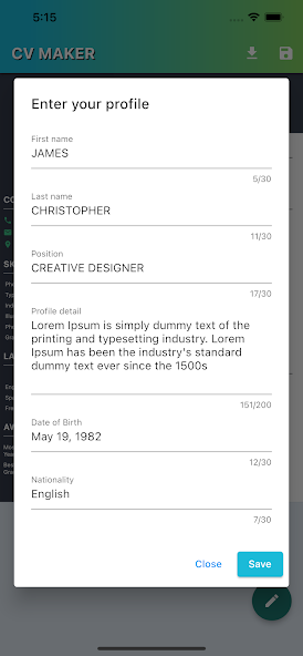 CV Resume Maker screenshot